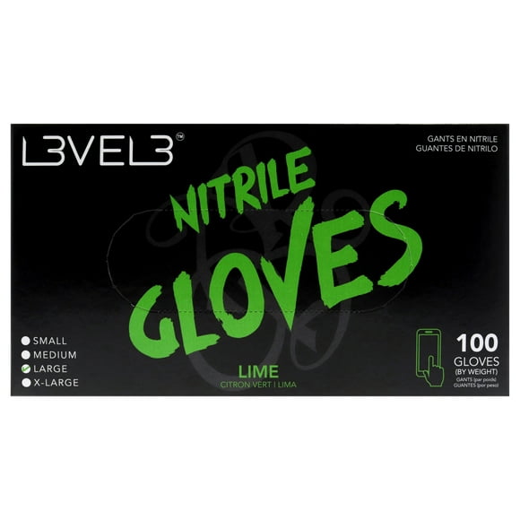 L3VEL3 Guantes (L) Guantes Nitrilo - Lima 100 Pc L3VEL3 Guantes (L) 100 Pc