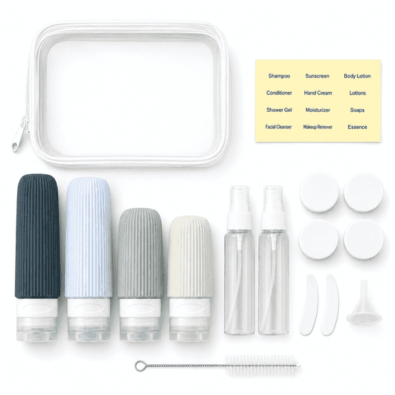 GQCLNBH 16 Pack Travel Bottles Set, 3 oz TSA-Friendly Leakproof Silicone Toiletry Containers with Clear Bag, Jars & Spray Bottles