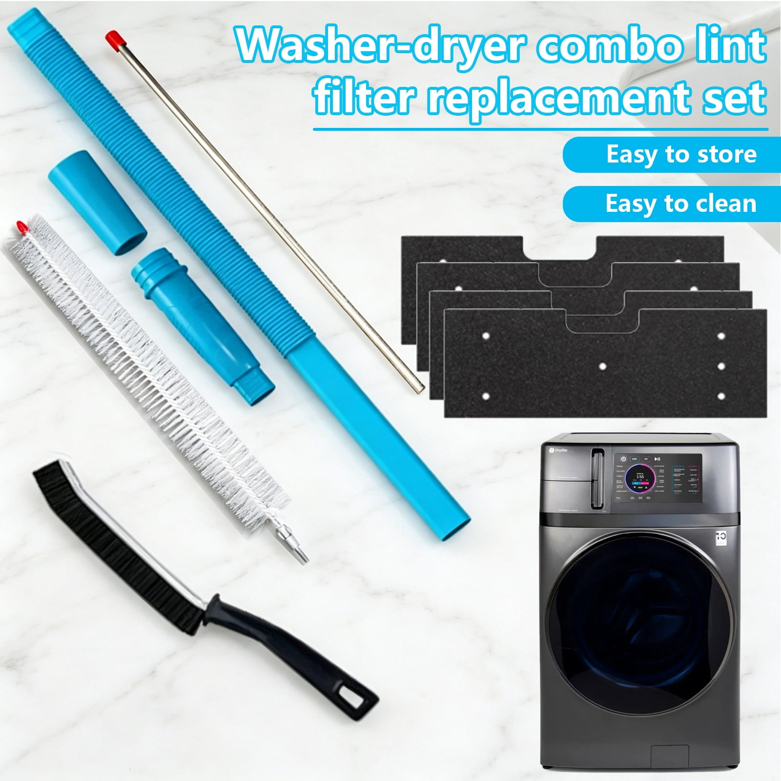 Aniceparthy WH01X35719 8 Pcs GE Washer Dryer Combo Lint Filter Replacement,Compatible with GE Washer Dryer Combo,Drying machine vent cleaning kit, Dryer vent brush Lint Filter,Replace PFQ97HSPVDS