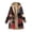 Vermilion, variant on Womens Winter Coat Hooded Patchwork Printed Puffer Jacket Mid Length Long Sleeve Warm Lined Outerwear with Pockets Loose Fit Casual Ethnic Boho Style Fall Clothes Navy 2XL