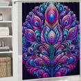 thumbnail image 6 of RUIYC Waterproof Shower Curtain Multiple Sizes Boho Lotus Indian Blue Neon Sherpa for Bathroom Decoration White, 6 of 7