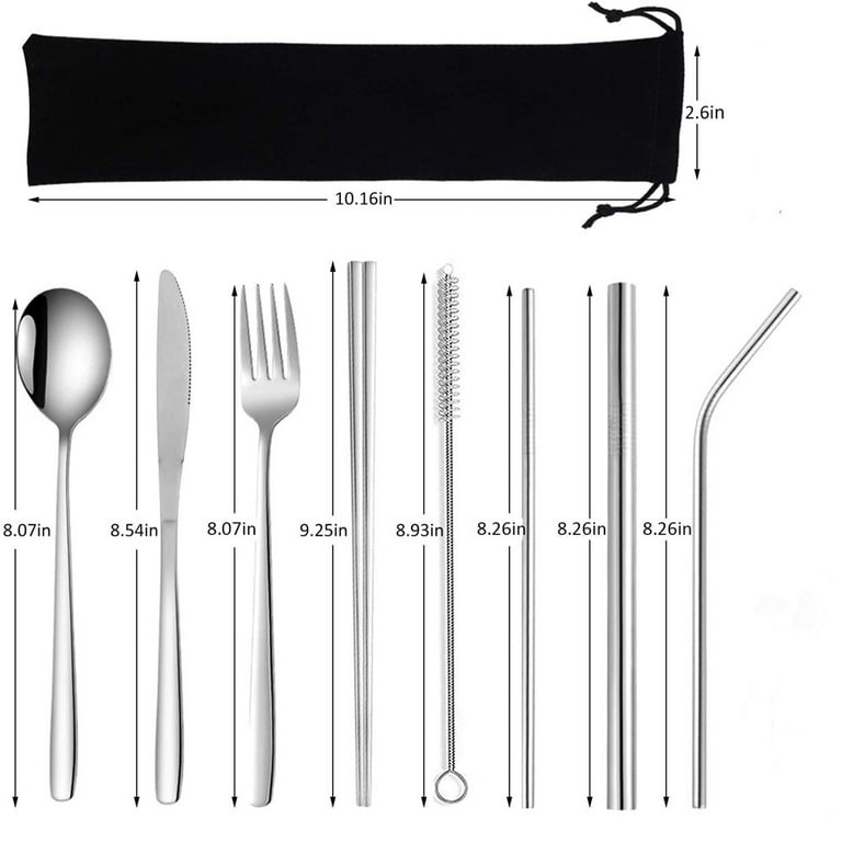 Premium Quality 18/8 Stainless Steel Fork,Knife,and Spoon in Case,Travel  Utensils with Case,Reusable Camping Silverware Set,Portable Design for