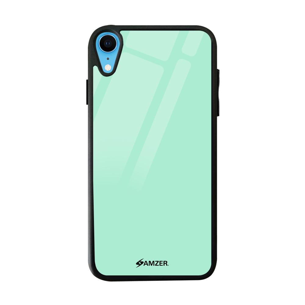 AMZER Glass Case for iPhone XR HD Printed Hybrid TPU Cover Tempered