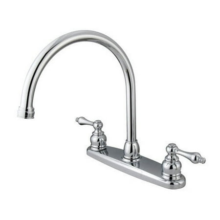 Elements of Design Victorian Double Handle Centerset Goose Neck Kitchen Faucet with Metal Handles
