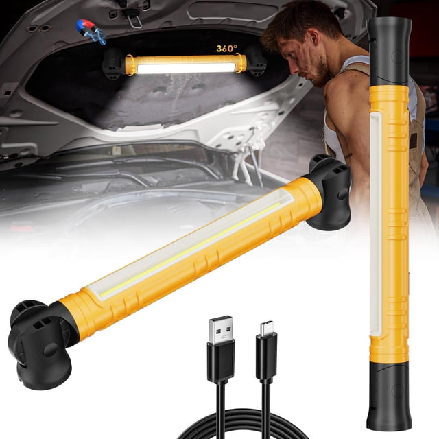 Lámpara de trabajo Aboutool 3000 LM LED recargable con ganchos y base