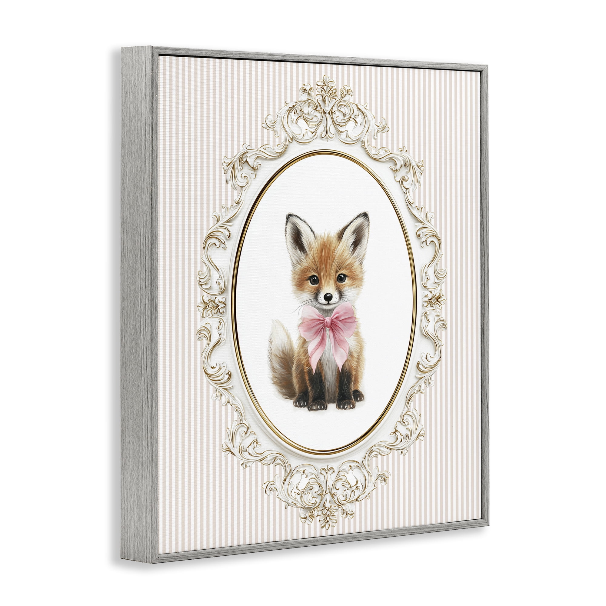 Stupell Industries Vintage Baby Fox Gray Framed Giclee Art, design by Christine Simpson Art