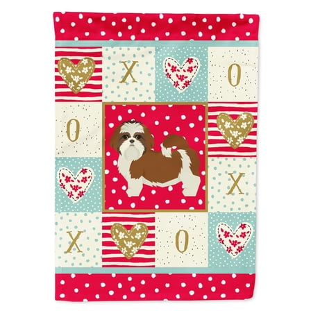 Carolines Treasures CK5953GF Shih Tzu Love Flag Garden Size Small multicolor