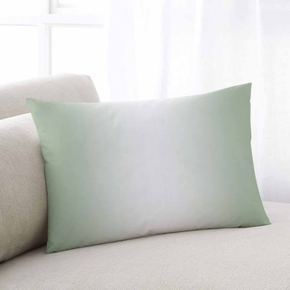 White Sage Green Throw Pillow Cover Case, Couch Sofa Bed Pillowcase, Soft Decorative Lumbar Pillow Protector, Gradient Solid Color Minimalist Art 12x20Inch Reversible Pillow Shams with Zipper