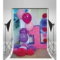 thumbnail image 3 of ABPHOTO Polyester 5x7ft Girl's 1st Birthday Backdrop Balloons Paper Flowers Interior Birthday Party Decoration Backdrops for Photography Baby Shower Photo Background Boys Kids Shooting Studio Props, 3 of 4
