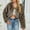Khaki, variant on Women's Faux Fur Jacket Winter Warm Short Coat V-Neck Furry Fleece Outerwear for Ladies Casual Party Wear Plus Size Available