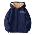 thumbnail image 2 of SGMVNU Girls Boys Winter Jackets Girls Winter Hooded Jacket With Zip Up Printed Playful Outerwear For Active Toddlers And Kids Cozy Pockets(Size 4-5 Years, Dark Blue), 2 of 4