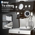 thumbnail image 6 of Stainless Steel Espresso Machine with Grinder - 20 Bar Coffee Maker with Milk Frother Steam Wand and 2.8L Water Tank for Latte and Cappuccino, 6 of 7