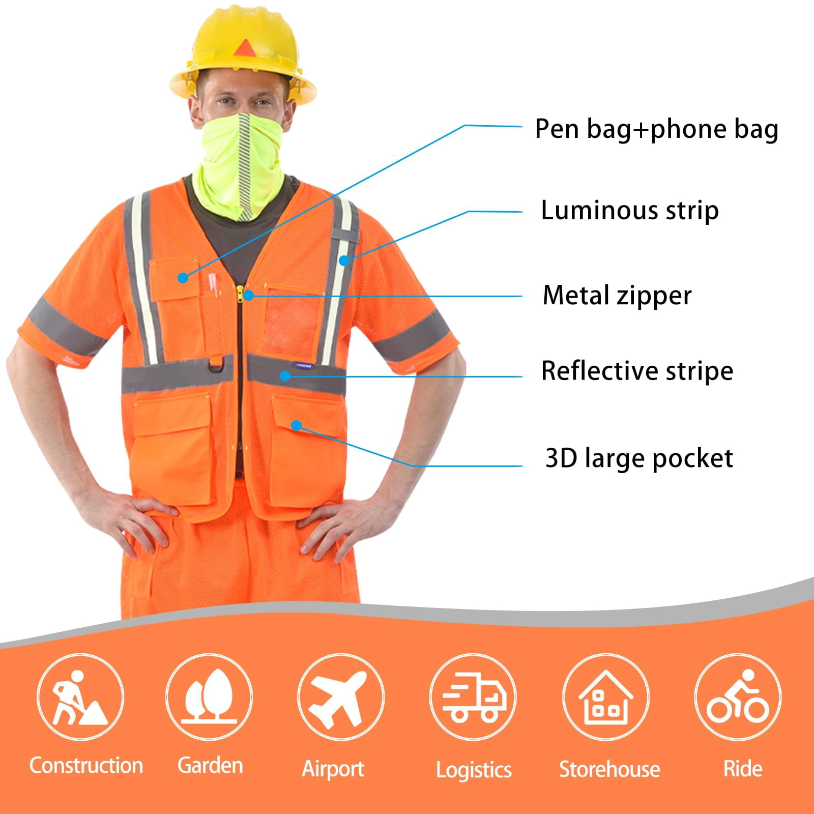 A-SAFETY 21 colors High Visibility Reflective Work Safety Vest（XS-8XL)