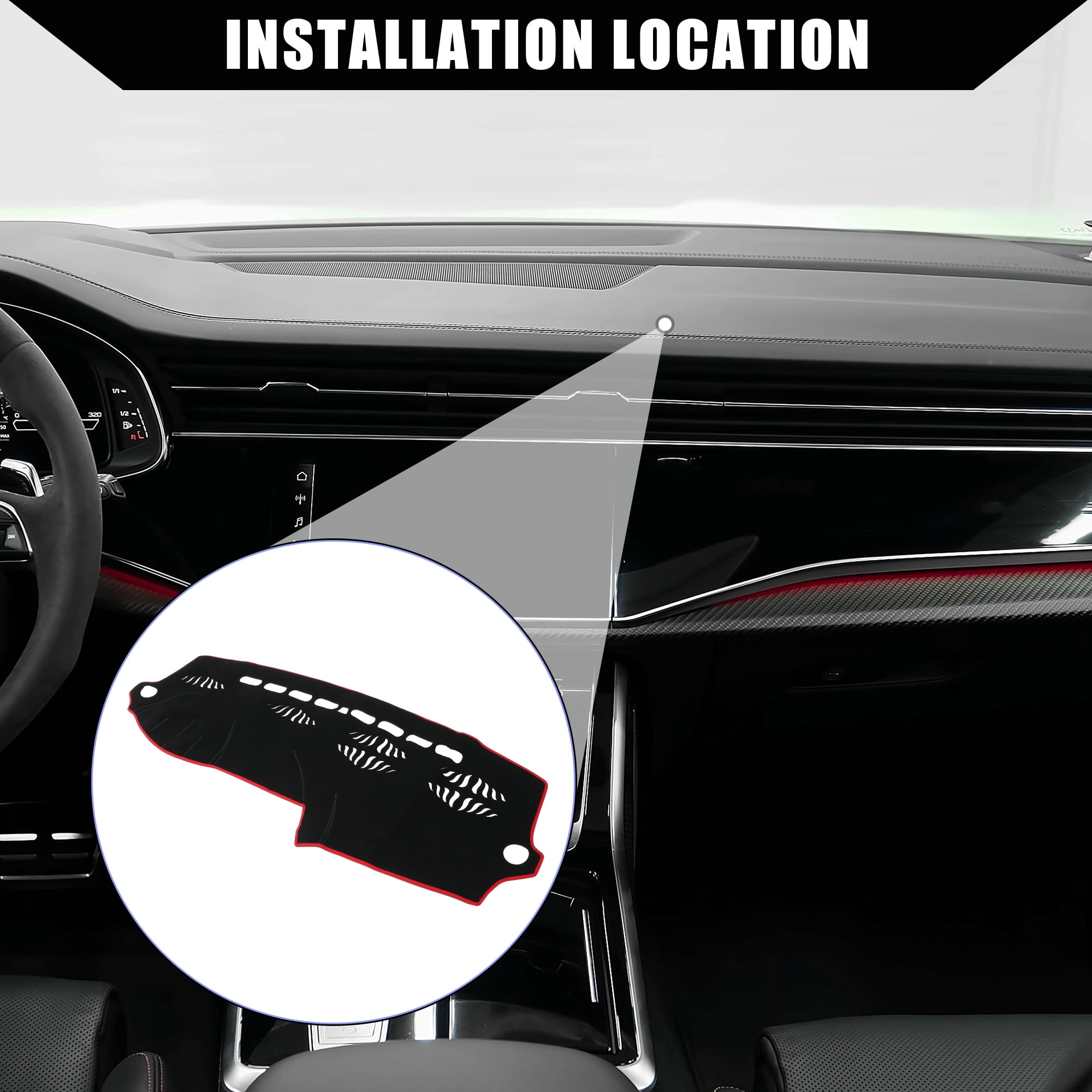 Unique Bargains Dash Cover for Audi Q7 2007-2015 Center Console Dashboard Cover Mat Non-Slip Polyester Black Red 1 Pcs