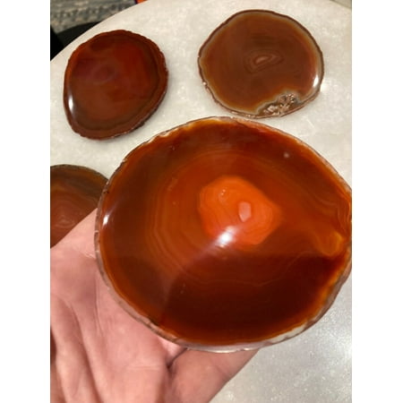 

2 PCS Set Natural Agate Coasters Sliced Agate Barware Home Cup Housewarming Gift