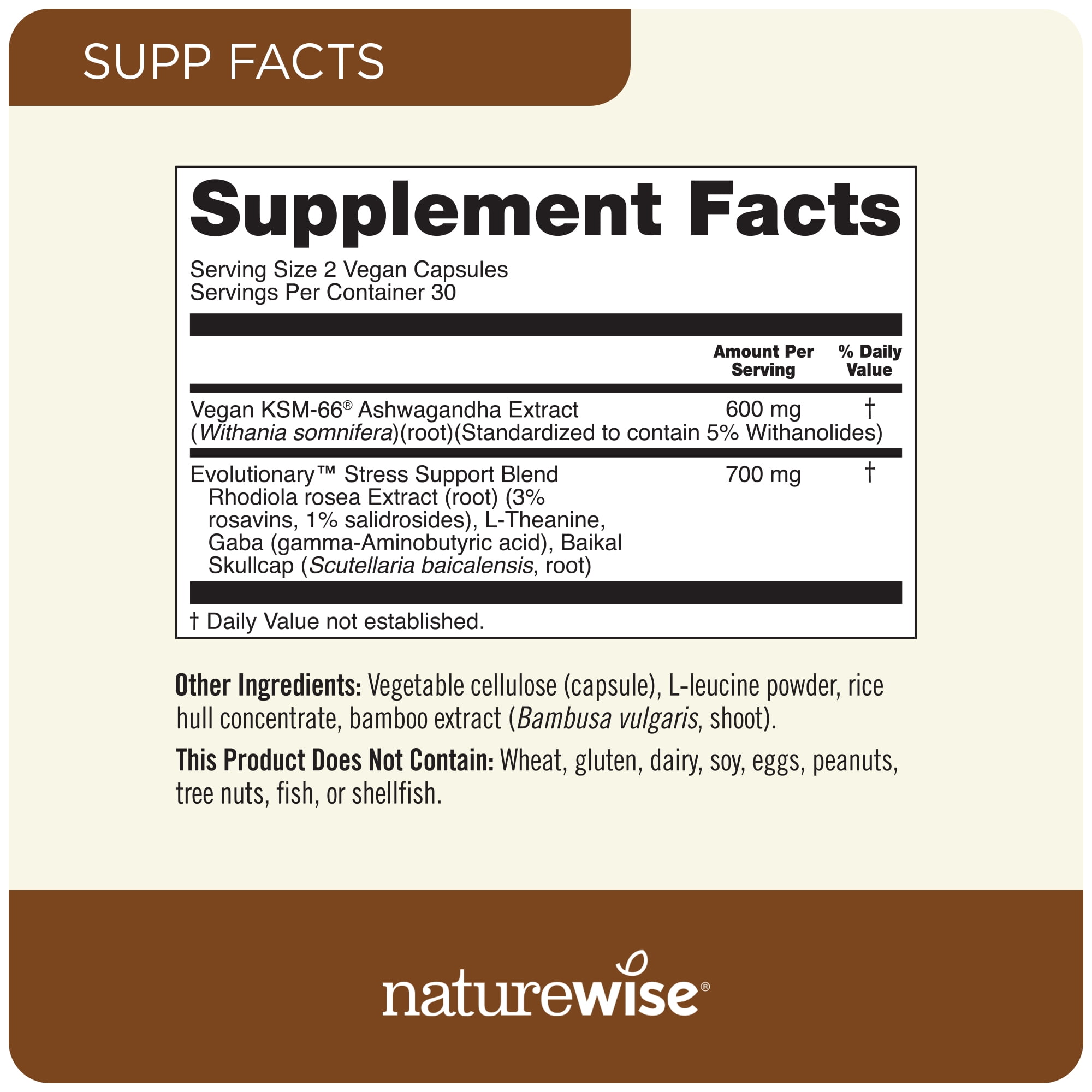 NatureWise Ashwagandha for Stress + GABA & L-Theanine - 60 Capsules[30-Day Supply]