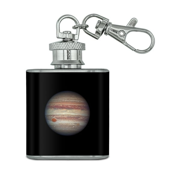 Planet Jupiter Solar System Stainless Steel 1oz Mini Flask Key Chain