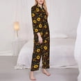 thumbnail image 3 of Pofeuu Fall Daisy Leaf Print Womens Pajamas Set Long Sleeve Sleepwear Button Down Nightwear Soft Pj Lounge Sets Button Down Pajamas Women-Small, 3 of 7