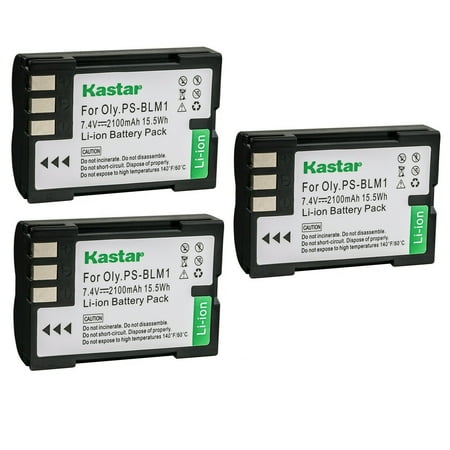 Kastar BLM1 Battery 3-Pack Replacement for Olympus Camedia C-8080 Wide Zoom E-1 E1 E-3 E3 E-30 E30 E-520 E520 EVOLT E-300 E300 EVOLT E-330 E330 Camera