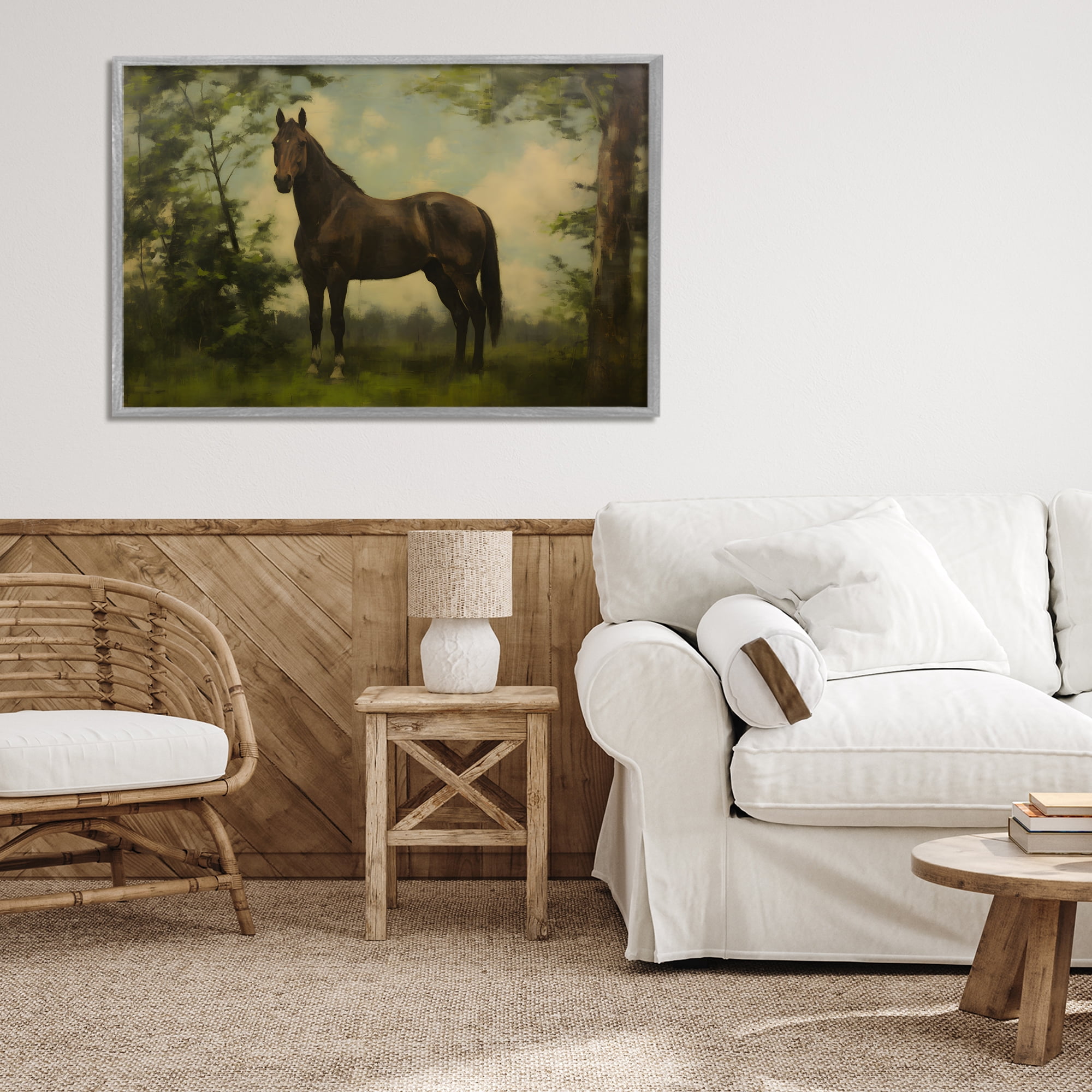 Stupell Industries Forest Horse Portrait Gray Framed Giclee Art, design by Petal Prints Design