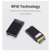RFID Blocking Slim Wallet - One-Touch Pop Up Card Holder, Metal Minimalist Wallet for 10 Cards + Cash | Secure Front Pocket Design