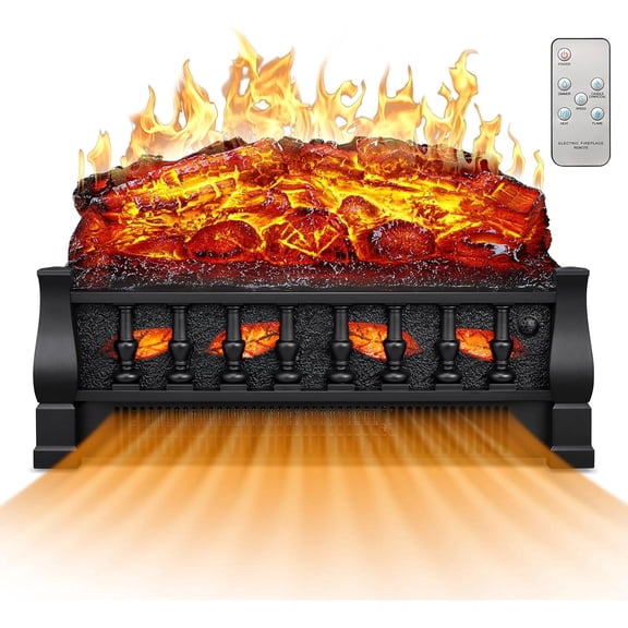 21 Inches Electric Fireplace Insert Log Heater Set, Freestanding Heater with Adjustable Flame Brightness and Flicker Speed, 750w/1500w Heating, Overheat Protection, Remote Control