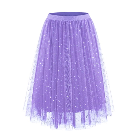 Elvqul Tiered Skirt for Women Mini Skirt Summer Elastic Waisted Purple Solid Womens Short Skirt