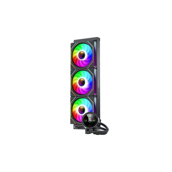 GAMEMAX  IceBurg 360 Digital BK, Liquid CPU Cooler 360mm Addressable ARGB Pump Fans 290W TDP AIO Water Cooler