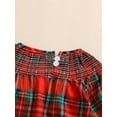 thumbnail image 6 of ZINTAOZT Toddler Baby Girl Christmas Plaid Smoked Dress Santa Embroidery Holiday Bishop Dress Little Girl Xmas Clothes, 6 of 8
