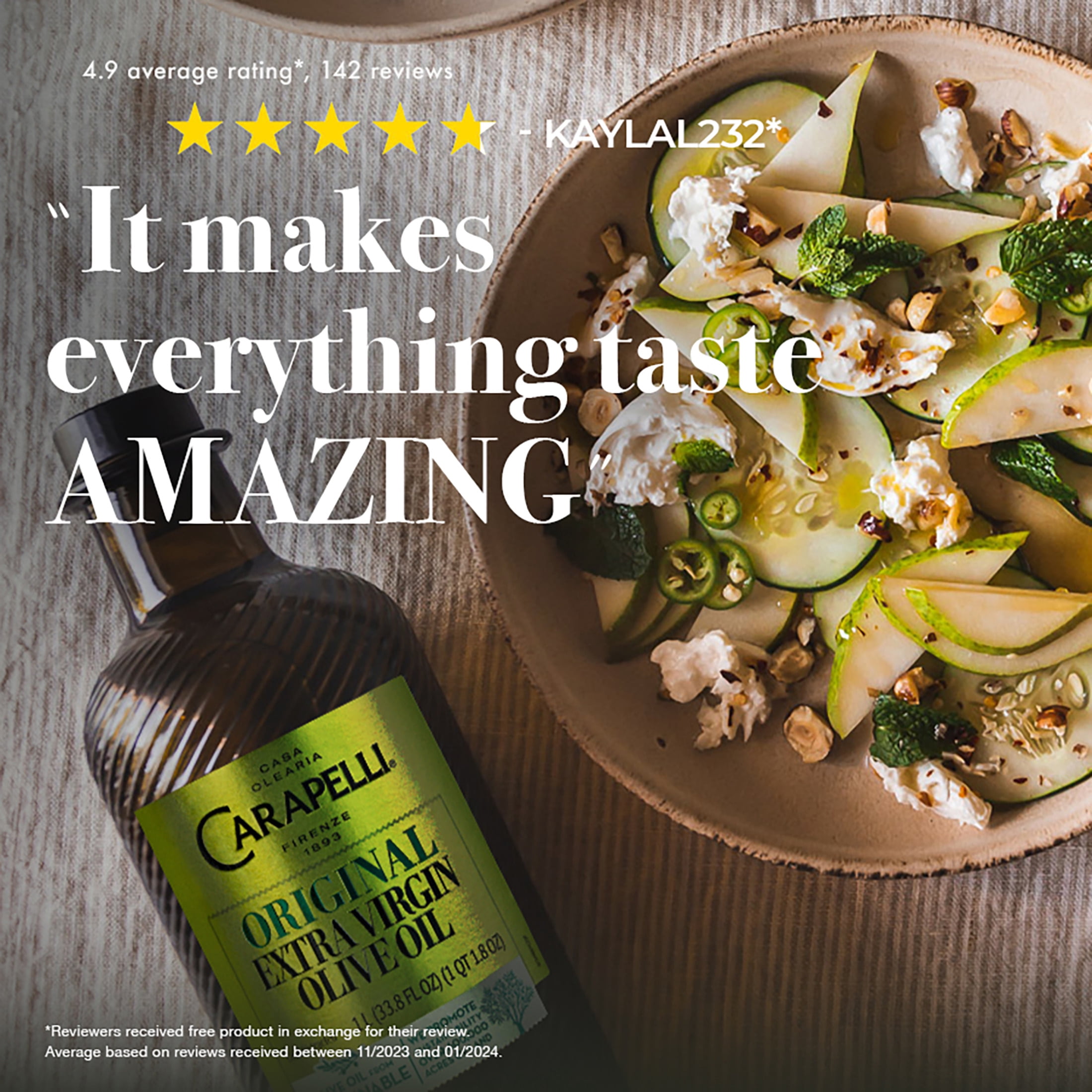 Carapelli Original Extra Virgin Olive Oil, Cold Extracted, Contains Polyphenols and Antioxidants, 16.9 fl oz