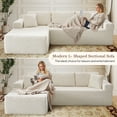 thumbnail image 5 of Muumblus Modular Sectional Sofa, Oversized L-Shape Cloud Couch, Modern Corduroy Sleeper Couches for Living Room, No Assembly Required, Beige White (Left Facing Chaise), 5 of 11