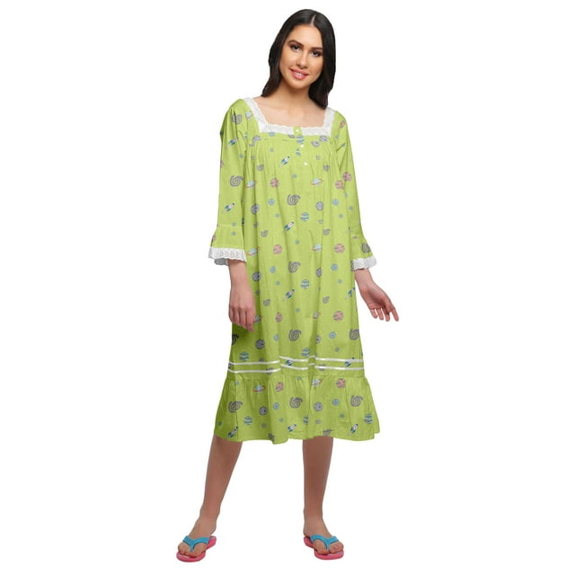 Moomaya Cotton A-Line Flared Sleepwear For Ladies WoMen's Nightdress