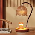 thumbnail image 1 of GEEZO Fragrance Candle Warmer Lamp with 2 Bulbs Electric Candle Warmer with Timer & Dimmer for Home Decor Wax Melt for Small Large Size Jar Candles Retro Wooden Base, 1 of 7