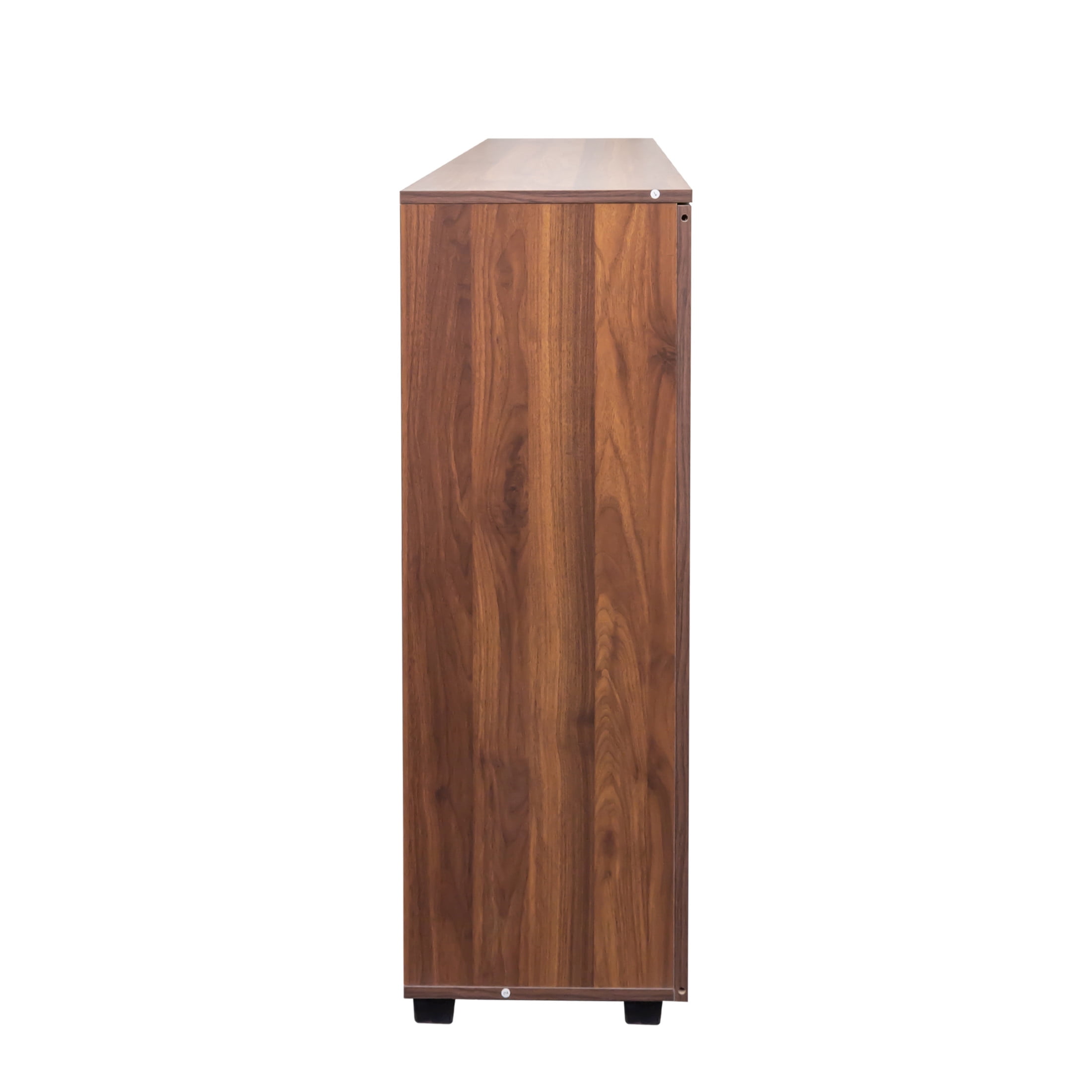 Noble House 44.88" 5-Tier Entryway Shoe Cabinet, Wooden Shoe Organizer with Louvered Doors, Adjustable Shelves, Walnut