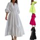 thumbnail image 4 of SAYOO Vestido de verano de mujer, vestido de moda de cuello V de color sólido y esponjoso SAYOO moda, 4 of 4