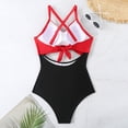thumbnail image 5 of Itsame Womens One-Piece Swimsuit, Strap Backless Big Size Color Block Bathing Suit Red S-XXL, 5 of 8