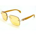 thumbnail image 2 of Porta Romana Travel Collection Sunglasses Model 1974 "Rimless" Gold with Wood Temple and Yellow Lenses, 2 of 5
