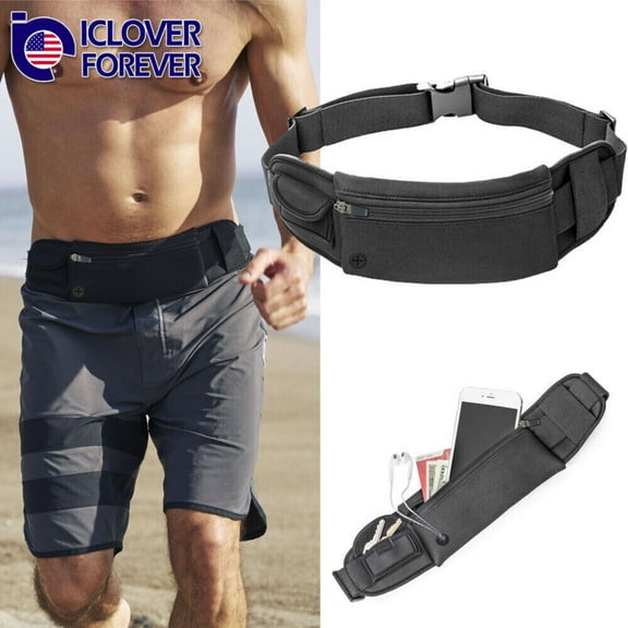 Waterproof Running Fanny Pack Adjustable  Neoprene Waist Belt Bag  Lightweight Bum Pouch with Zipper Pocketfor Men and Women  Fits Smartphones 4 to 6.8 Inches Ideal for Hiking Cycling Travel Gym