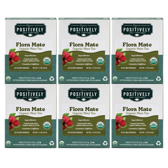 Positively Tea's Organic Flora Mate Tea Bags, 6 Boxes 120 Tea Bags