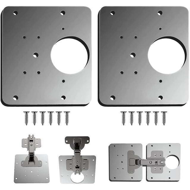 2 piezas de placa de reparación de bisagras, soportes de reparación de bisagras de gabinete, kit de placa de reparación de bisagras de puerta de armario de cocina