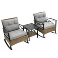 thumbnail image 2 of Syngar 3 Piece Patio Rocking Furniture Set, Rocking Bistro Set with Coffee Table, All Weather Wicker Conversation Chairs with Gray Cushions, Outdoor Furniture Set for Backyard, Poolside, Garden, D8012, 2 of 10