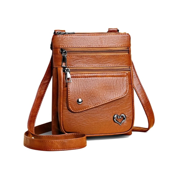 Deago Small Crossbody Bags for Women Vintage Soft PU Leather Cell Phone Purse Wallet Handbags Travel Shoulder Bag with Adjustable Strap (Brown)