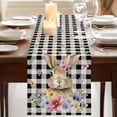 thumbnail image 3 of Table Runners 70 Inches Long Dress Scarves, Bunny Easter Farmhouse Coffee/Dining/Kitchen Table Decor, Holiday Table Runner, Black Plaid Spring Floral Pastoral Retro Art 13x70 Inch, 3 of 9