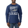 thumbnail image 2 of Wild Bobby Respect The Locals Save Our Oceans Shark Animal Lover Men Long Sleeve Shirt, Navy, Large, 2 of 6