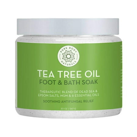 Tea Tree Oil Foot Soak, 100% Natural with Epsom and Dead Sea Salts, Foot Fungus, Athletes Foot, and Toenail Anti Fungal Treatment, Tired Feet Relief - by Pure Body Naturals - 20 Ounce