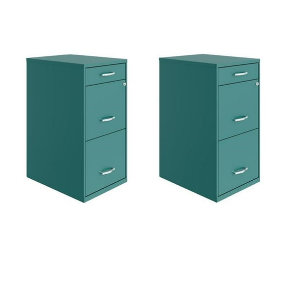 Home Square Set of 2 3 Drawer Organizer File Cabinet in Turquoise