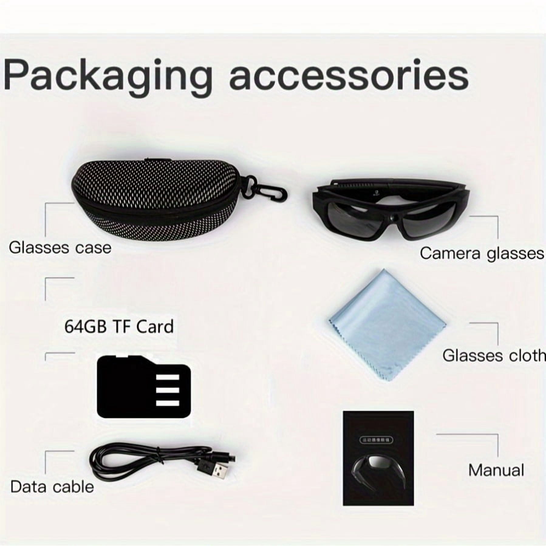 4K Camera Glasses, UHD Video Camera Ultra-clear With 64GB Storage Card, Sports Camera, Bike Video Recorder, Action Cam Glasses Outdoor Sports Camcorder