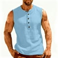 thumbnail image 4 of cocolona Summer Tank Tops for Men Fashion Solid Color Button Down Crew Neck Sleeveless Shirts Casual Blouses, 4 of 6