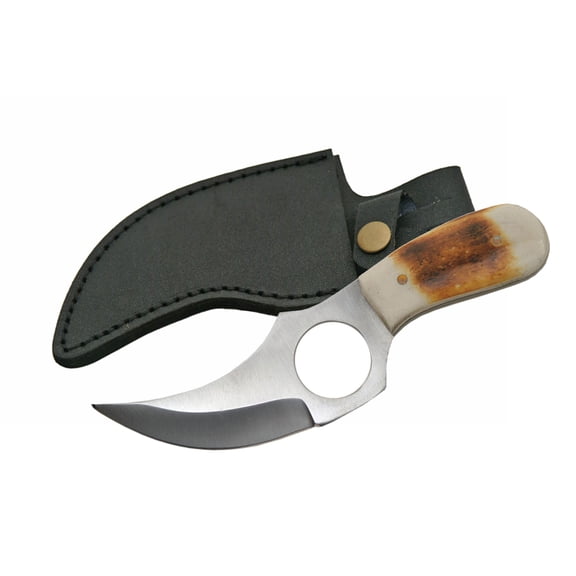 SZCO 5.75" Fixed Blade Outdoor Skinning Knife – Stainless Steel Field Knife with Bone Handle and Sheath for Camping, Carving, and Bushcraft Use