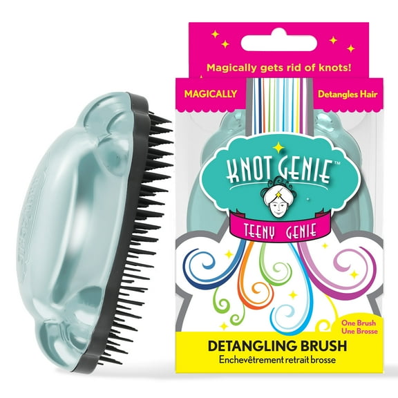 Knot Genie Teeny Detangling Hair Brush for Kids (Peaceful Powder) | Perfect Detangling Brush for Curly Hair, Gently Separate Tangles, Leaves Hair Smooth and Shiny | The Pain-Free Knot Detangler C65